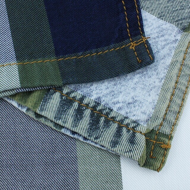 100% Tencel™ yarn-dyed check in olive-white-navy | View: 100% Tencel™ yarn-dyed check in olive-white-navy