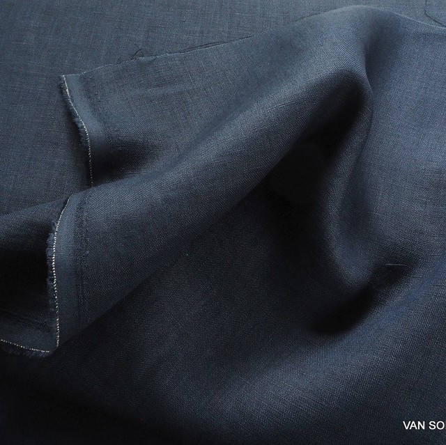 100% fine linen in denim blue | View: 100% fine linen in denim blue