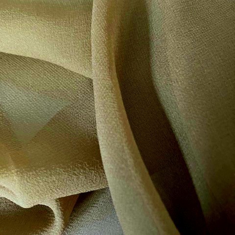 100% Silk Crepe Georgette Chiffon high twisted yarn Mud Green | View: 100% Silk Crepe Georgette Chiffon high twisted yarn Mud Green