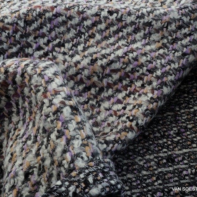 Hochwertiger softer Filicudi Bouclé Tweed in Grau-Lila