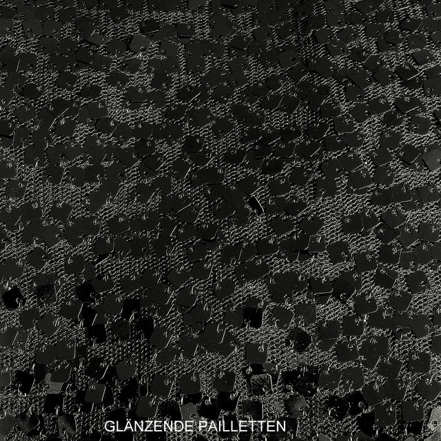 Karree Glanz Pailletten  auf schwarzen Tüll | Ansicht: Karree Glanz Pailletten  auf schwarzen Tüll