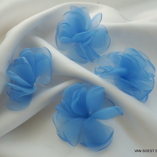 Organza 3-layer flower in Bleu | View: Organza 3 layers of flower in Bleu